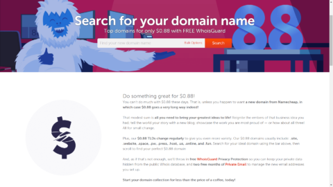 Domains at $0.88 with FREE WhoisGuard