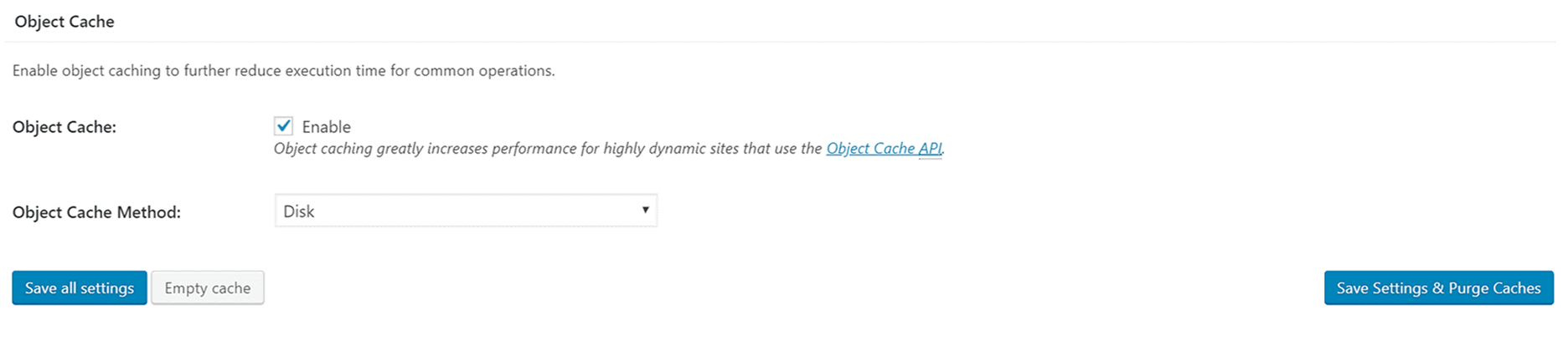 Object cache in w3 total cache